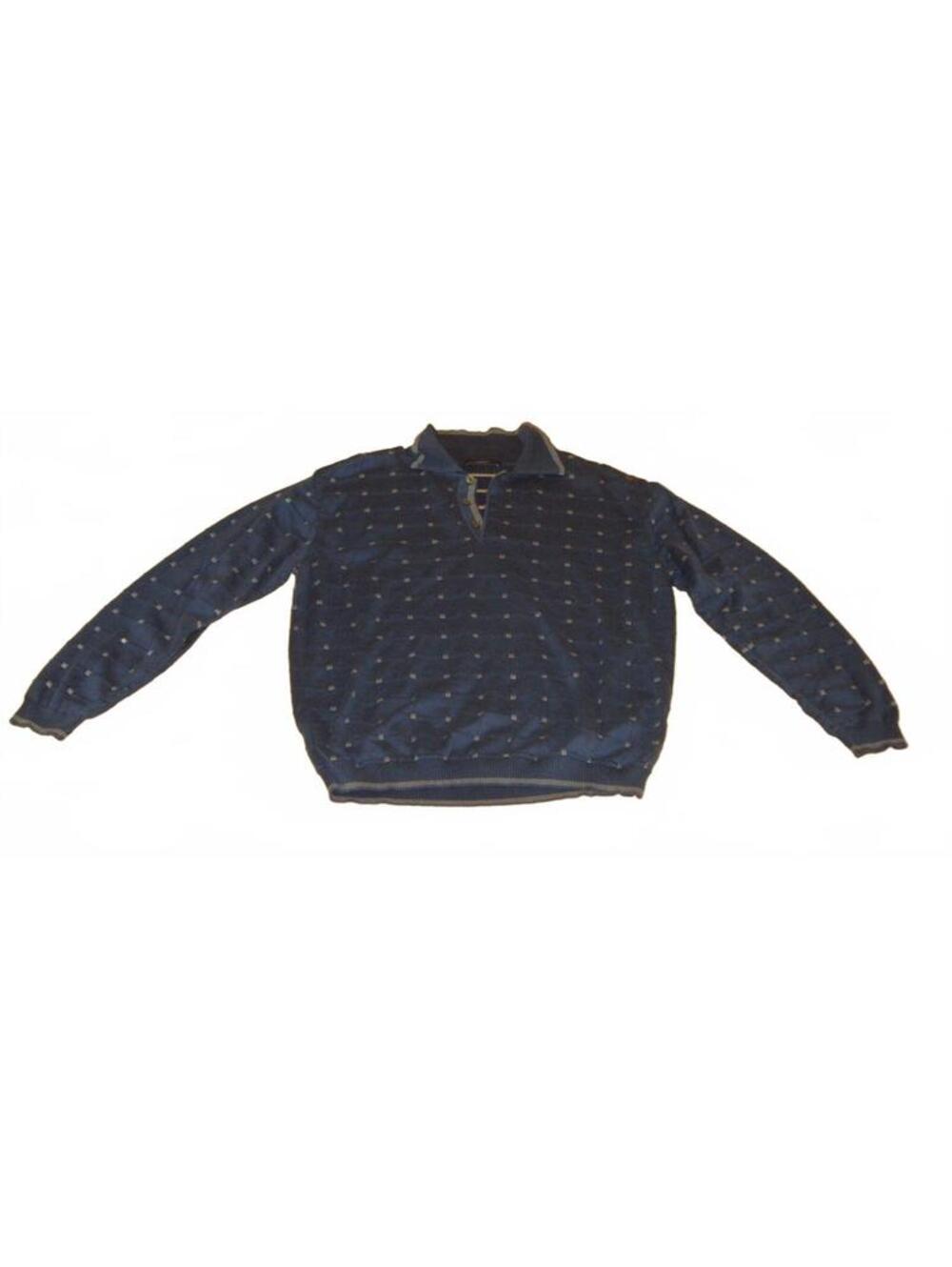 Vtg '90's Ermenegildo Zegna Blue & Cream Striped Cotton Polo Mens Sweater Size L